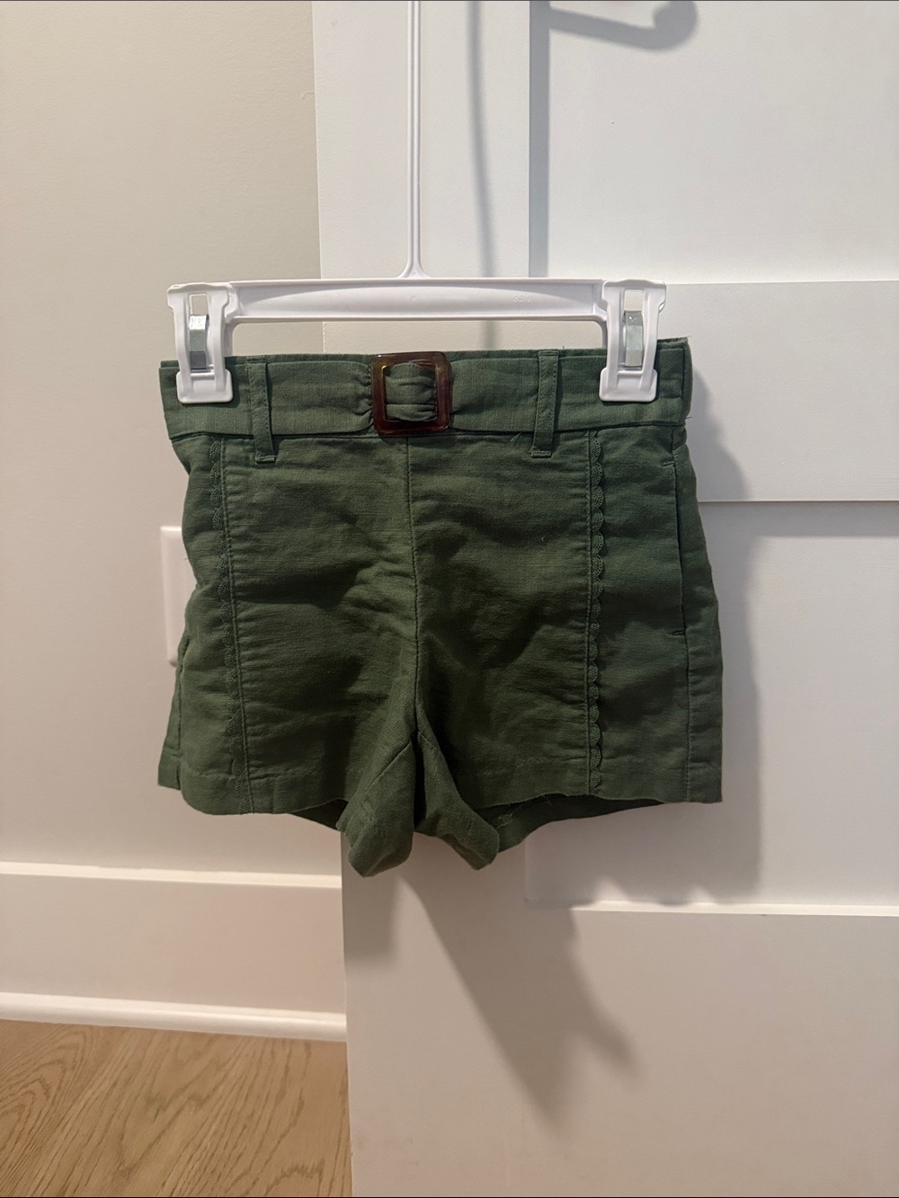 Janie and Jack Olive Green Belted Girls' Shorts